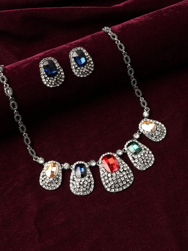 Women Crystal Aurora Collar Necklace