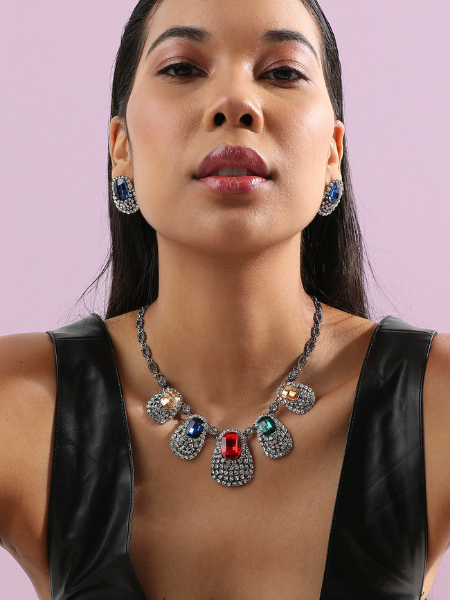 Women Crystal Aurora Collar Necklace