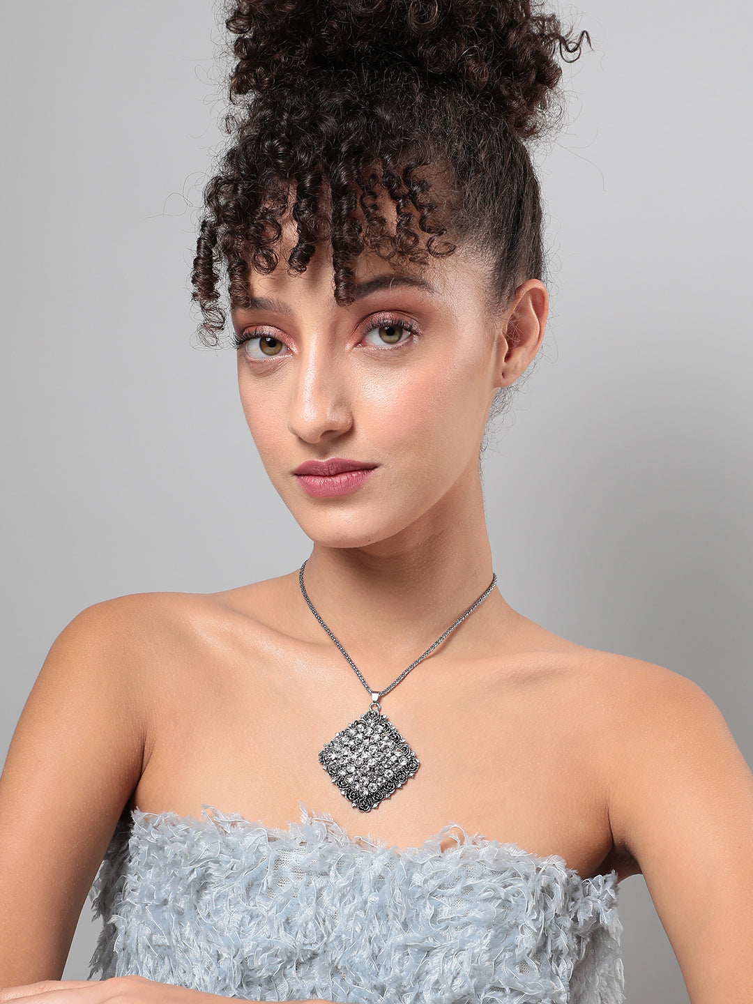 Women Whispering Crystal Pendant Necklace