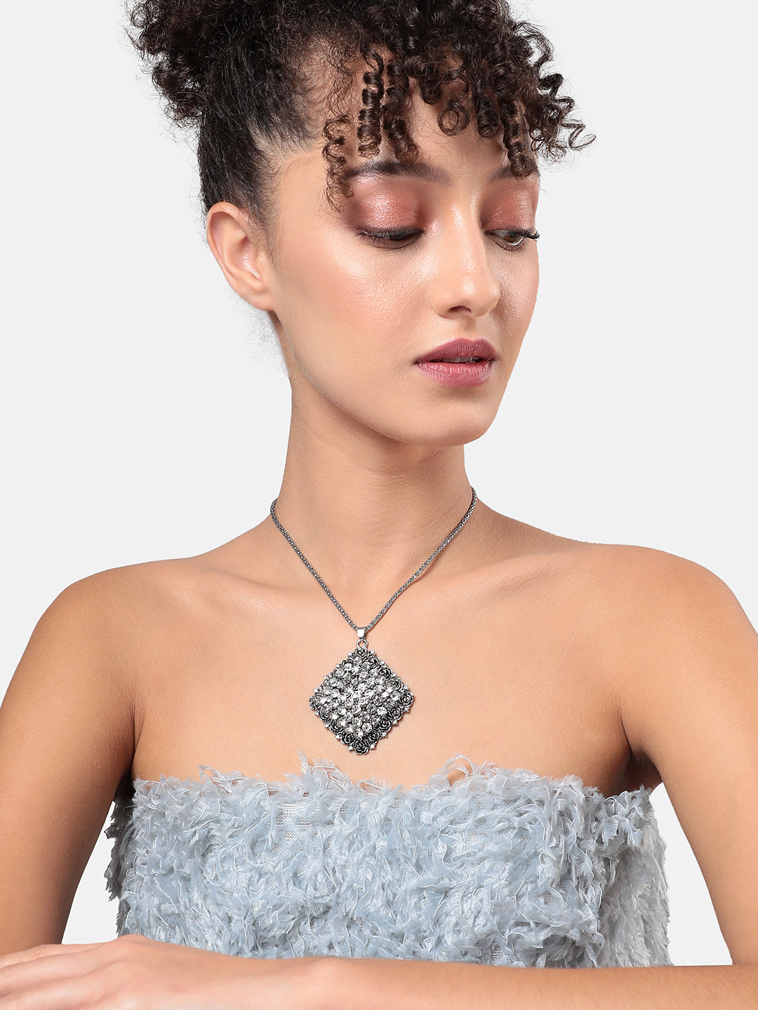 Women Whispering Crystal Pendant Necklace