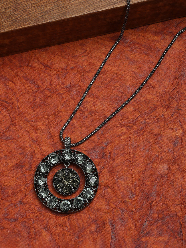 Women Halo Stone Pendant Necklace