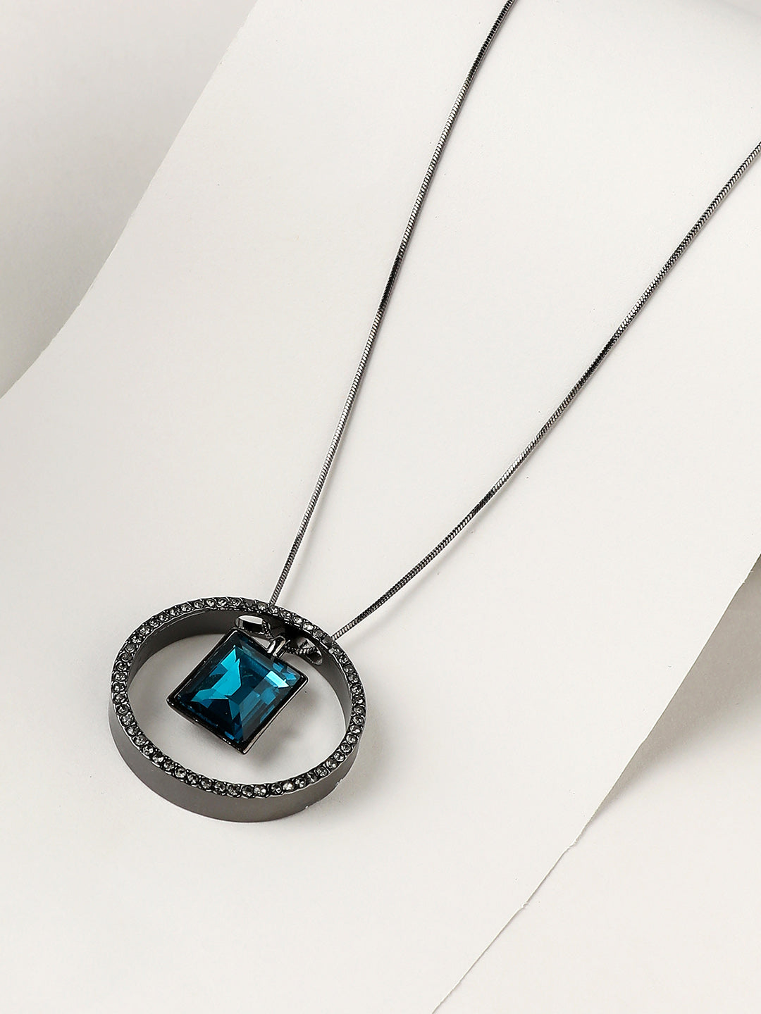Women Gemstone Gaze Pendant Necklace
