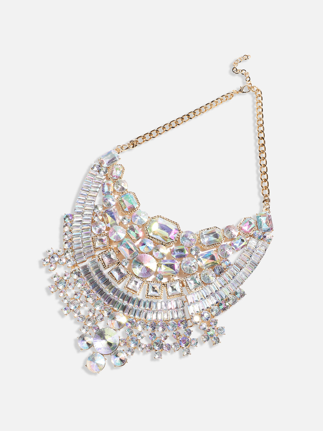 Women Silver Maxi Crystal Necklace