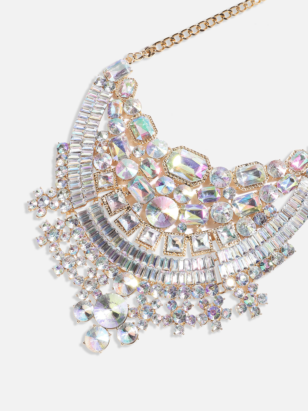 Women Silver Maxi Crystal Necklace