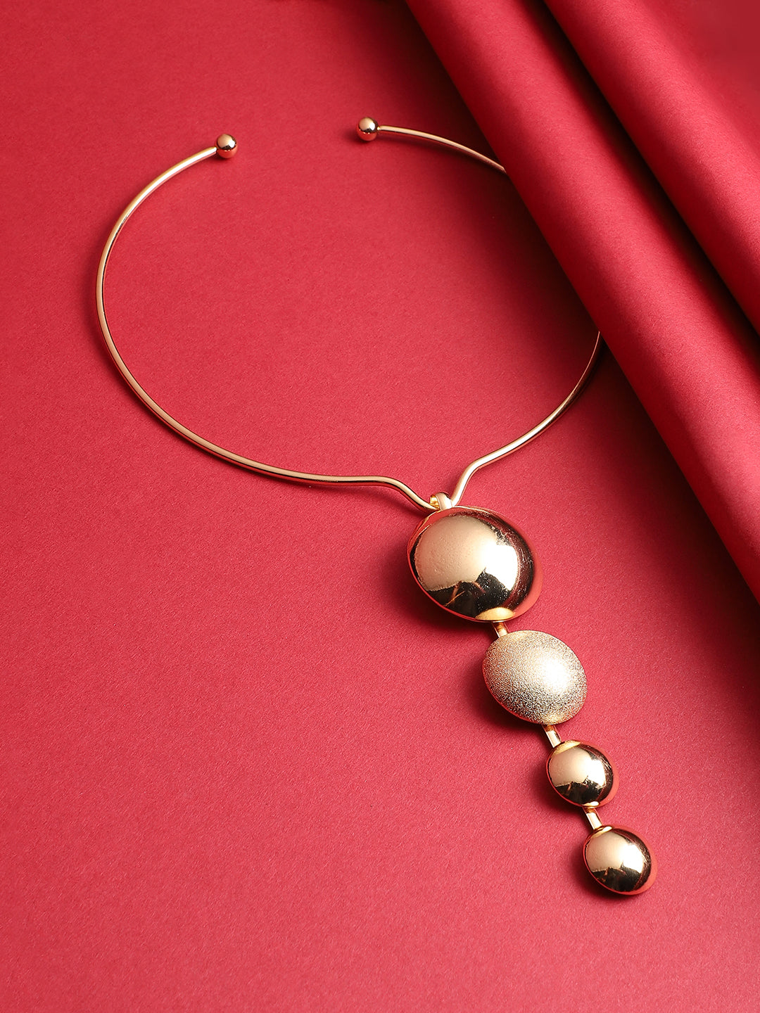 Women Gold Circular Drop Necklace