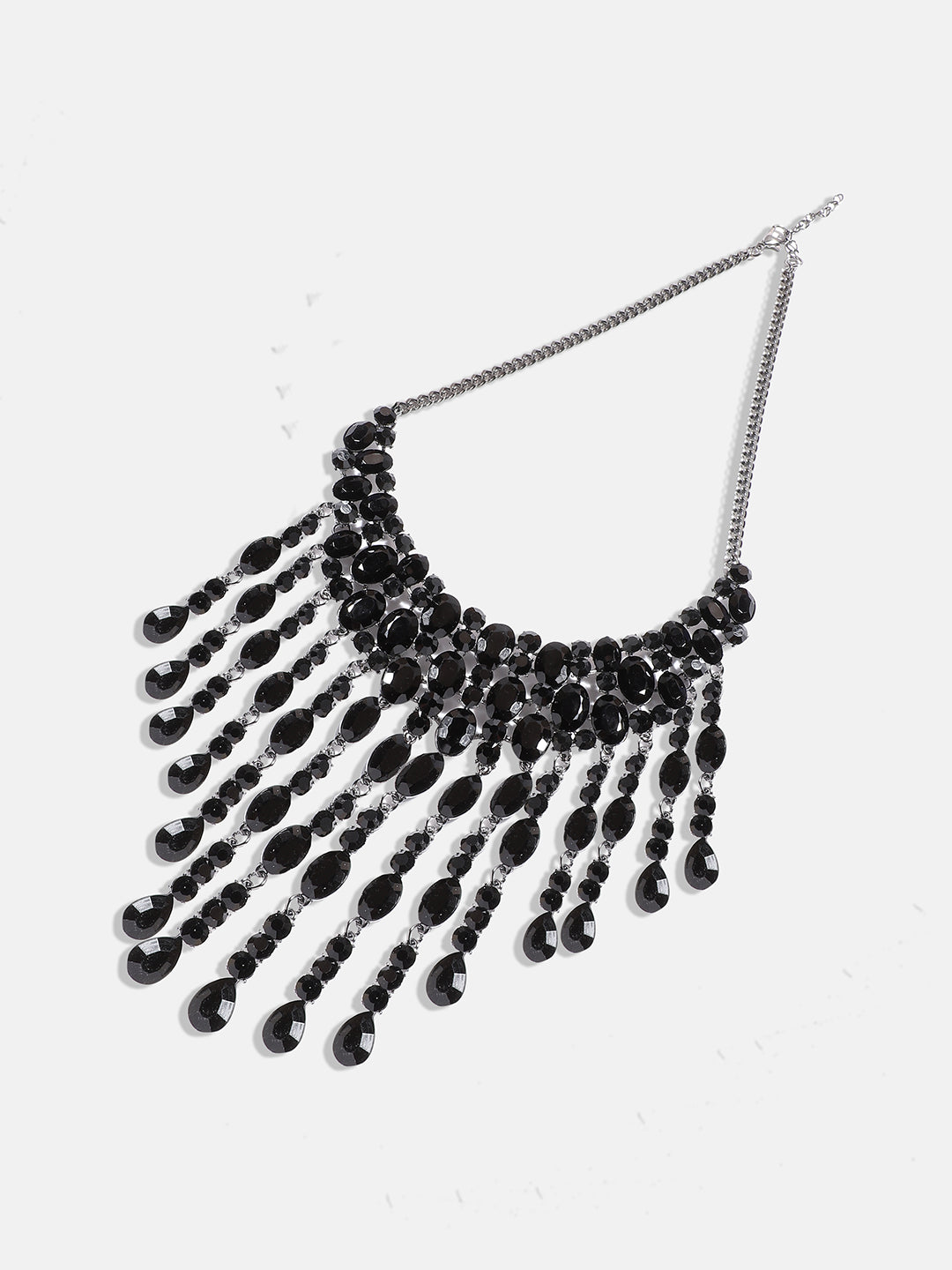 Women Black Maxi Crystal Drop Necklace