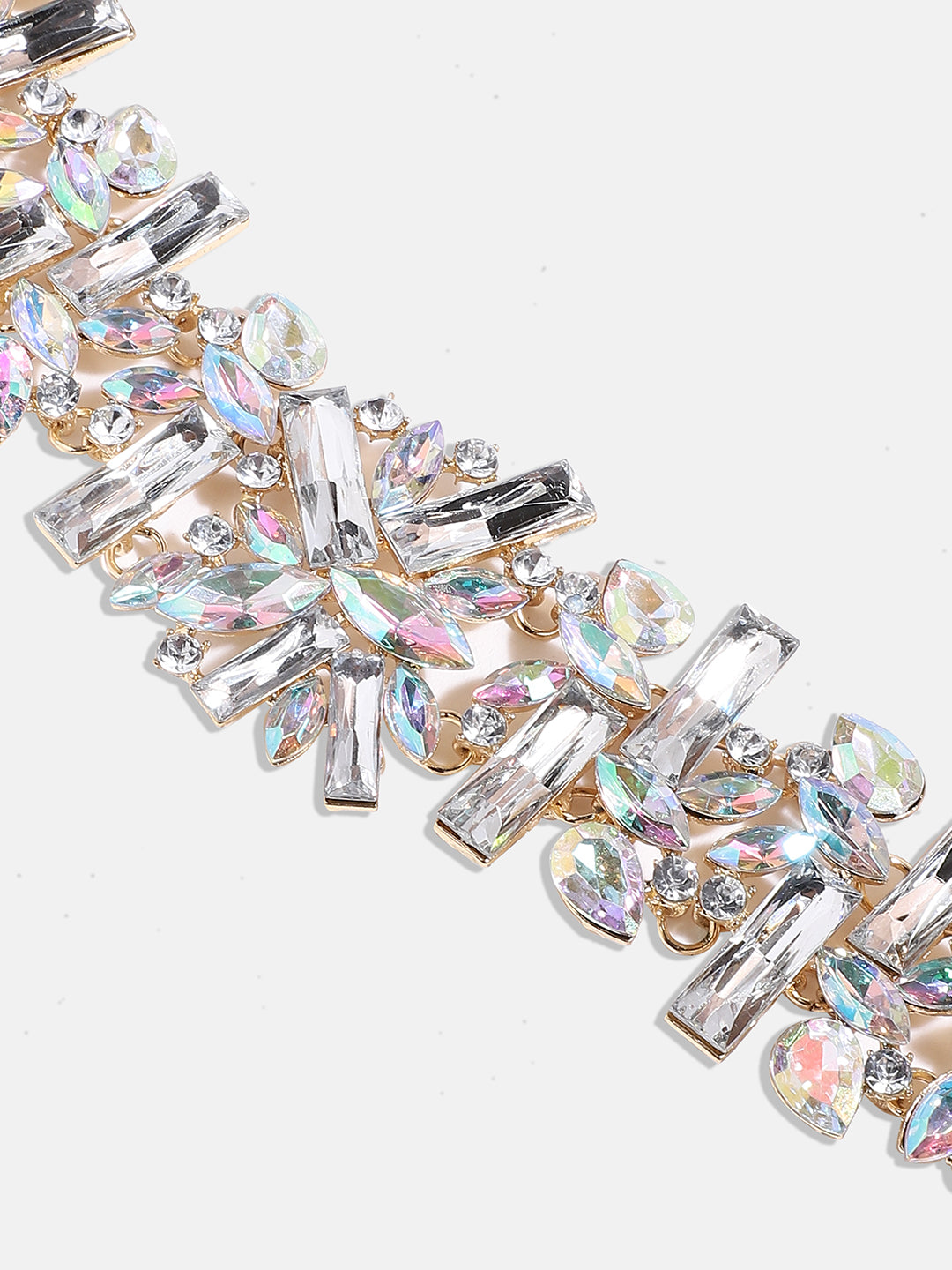 Women Silver Chunky Crystal Choker Necklace