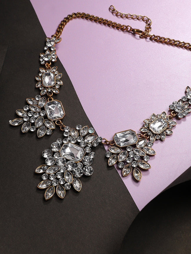 Women Silver Stone Drop Necklace