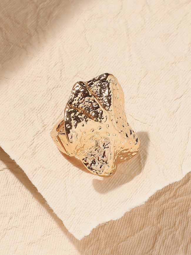 Women Dented Star Wave Statement Ring