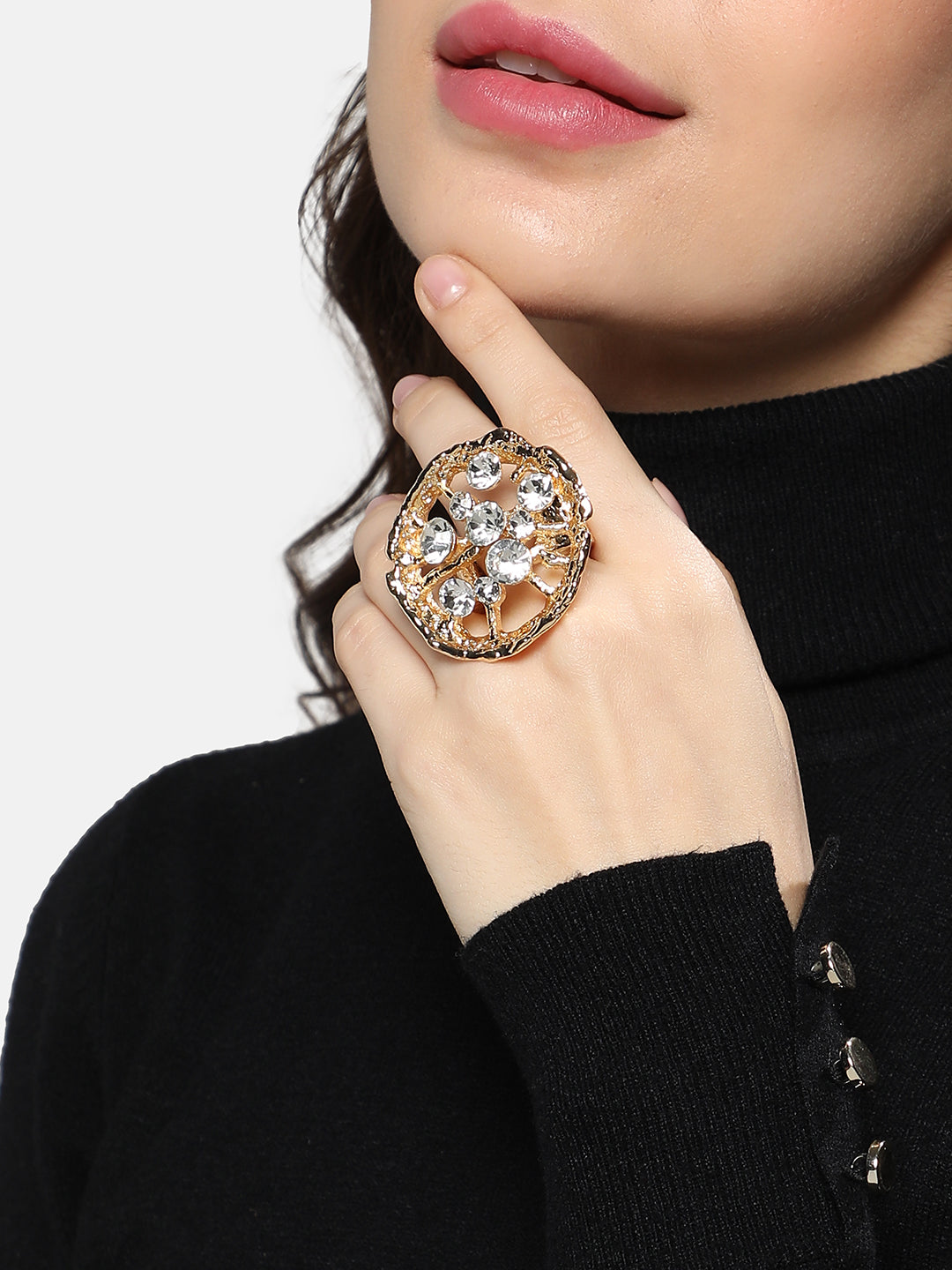 Women Crystal Vines Statement Ring