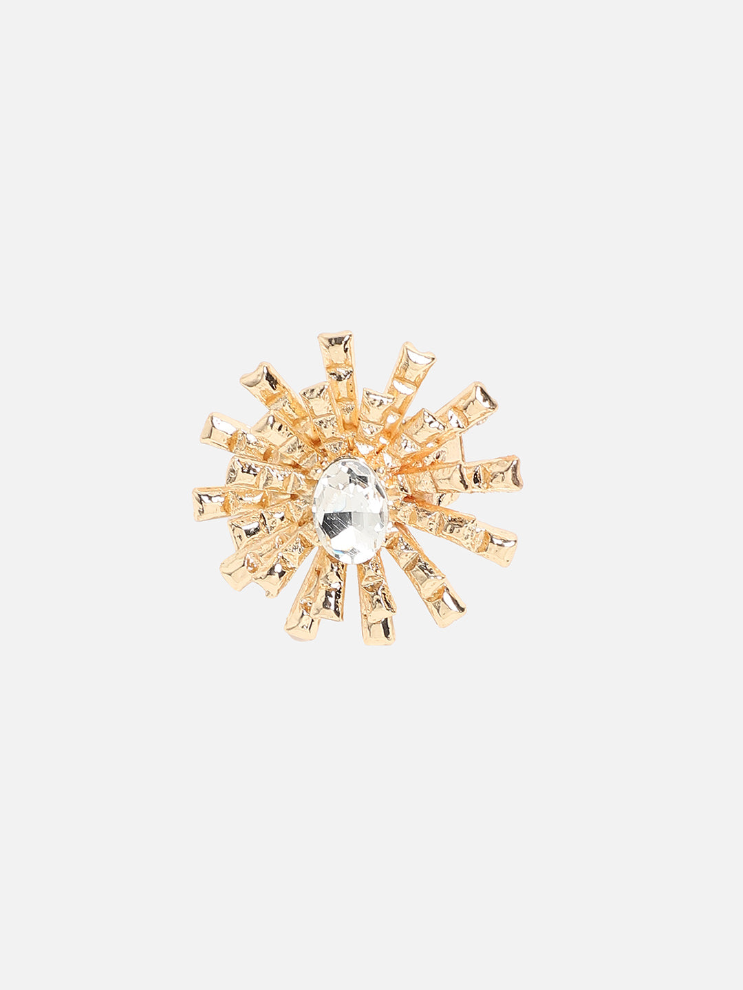 Women Crystal Bud Flower Statement Ring