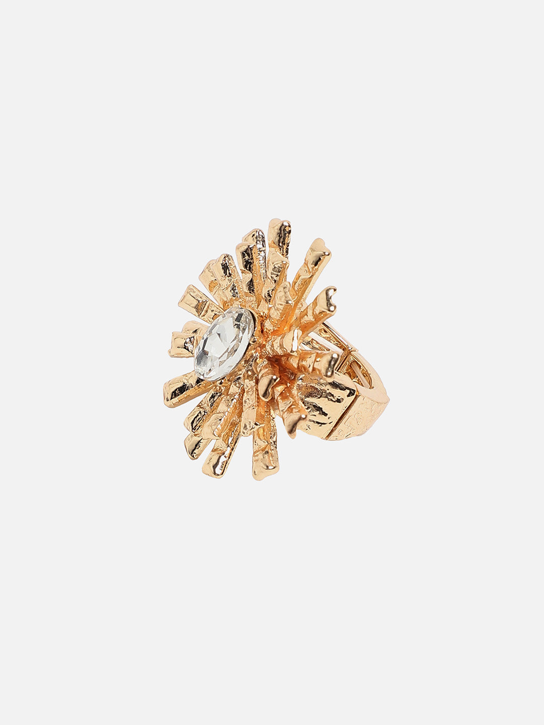 Women Crystal Bud Flower Statement Ring