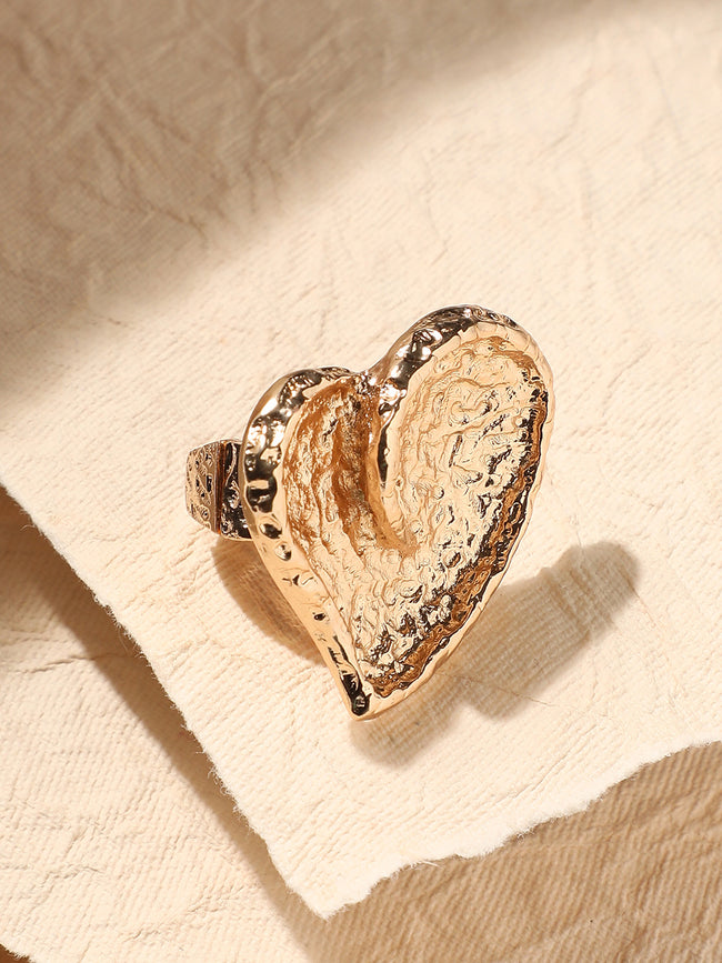 Women Dented Heart Cocktail Ring