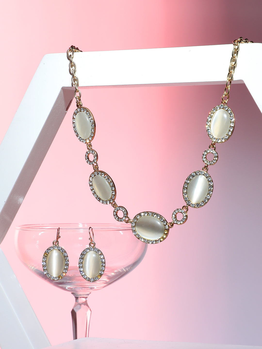 Women Gold Plated Designer Stone Party Necklace