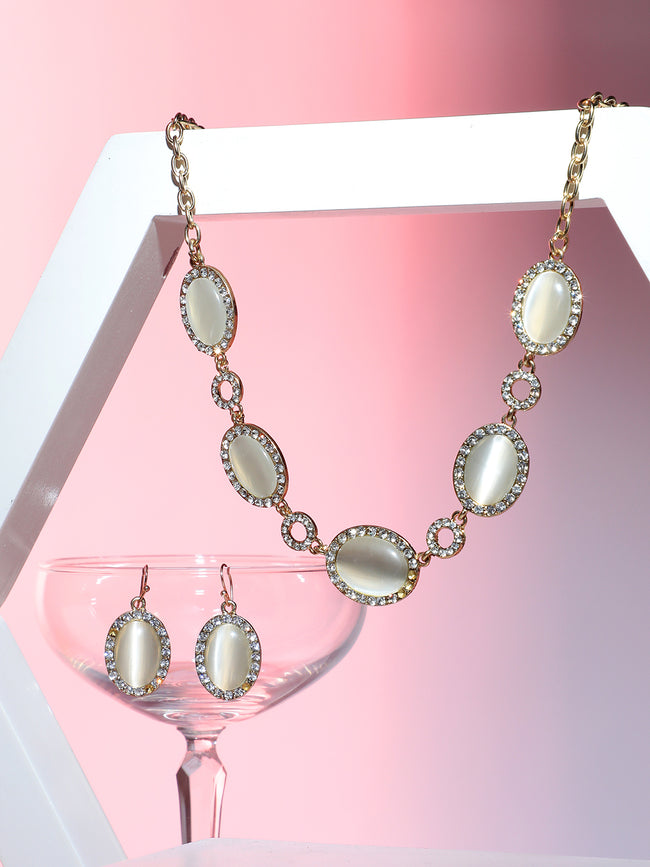 Women Gold Plated Designer Stone Party Necklace