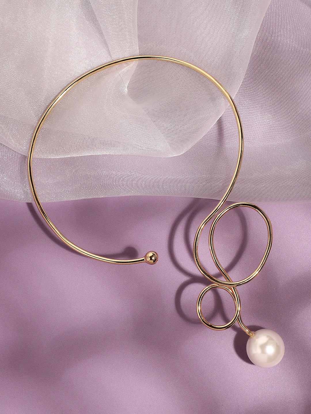 Women Gold Plated Pearls Party Necklace