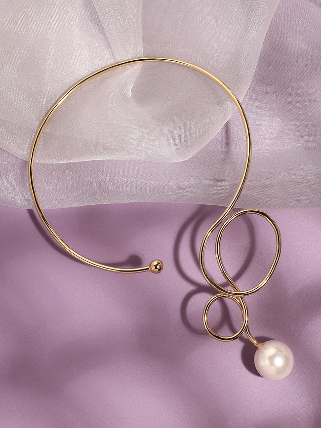 Women Gold Plated Pearls Party Necklace