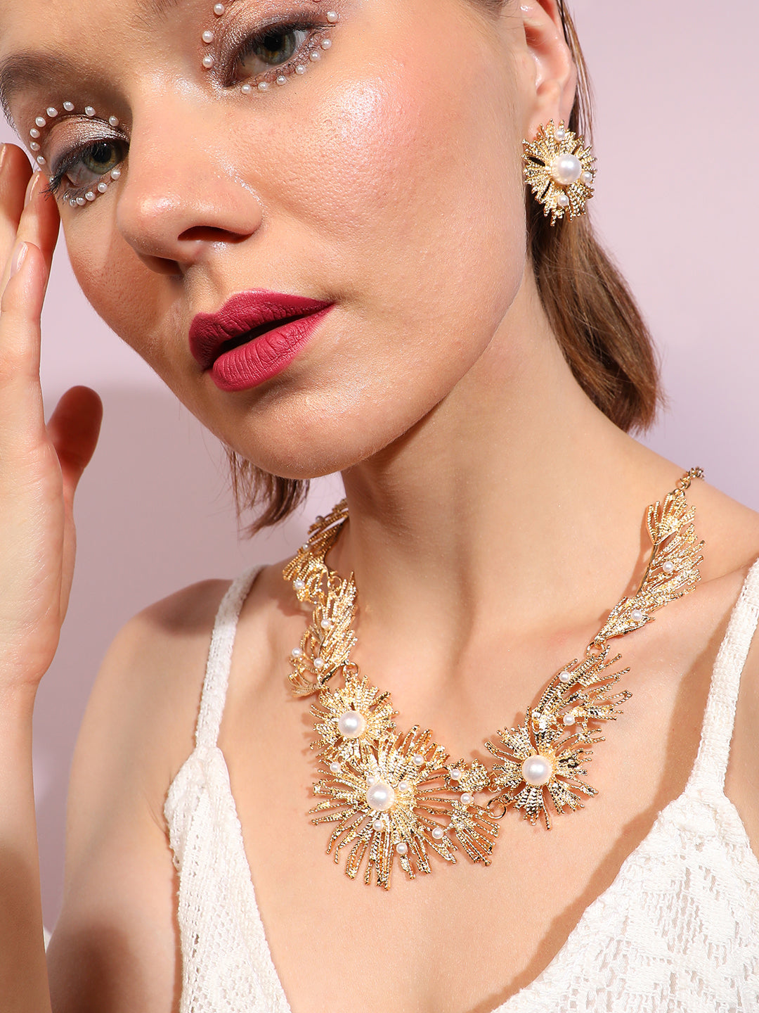 Women Silver Plated Designer Party Necklace and Earring Set