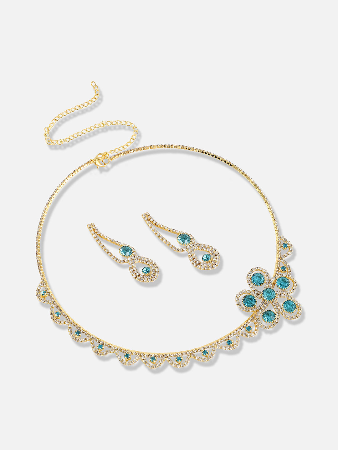 Women Silver Plated Designer Stone Party Necklace and Earring Set