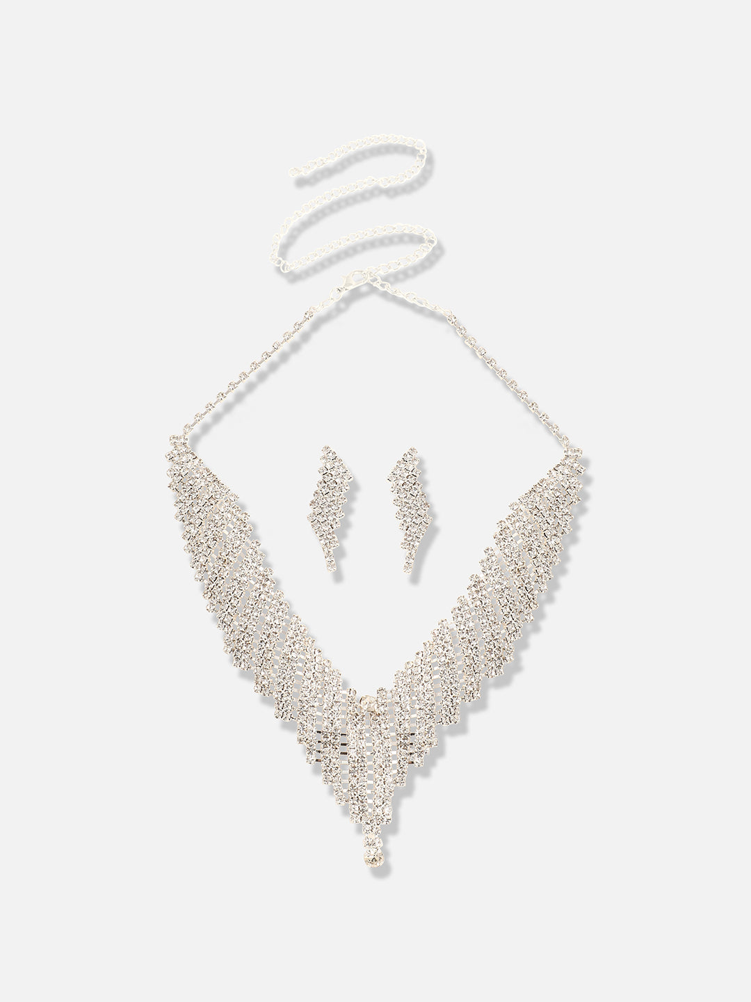 Women Silver Plated Designer Party Necklace and Earring Set