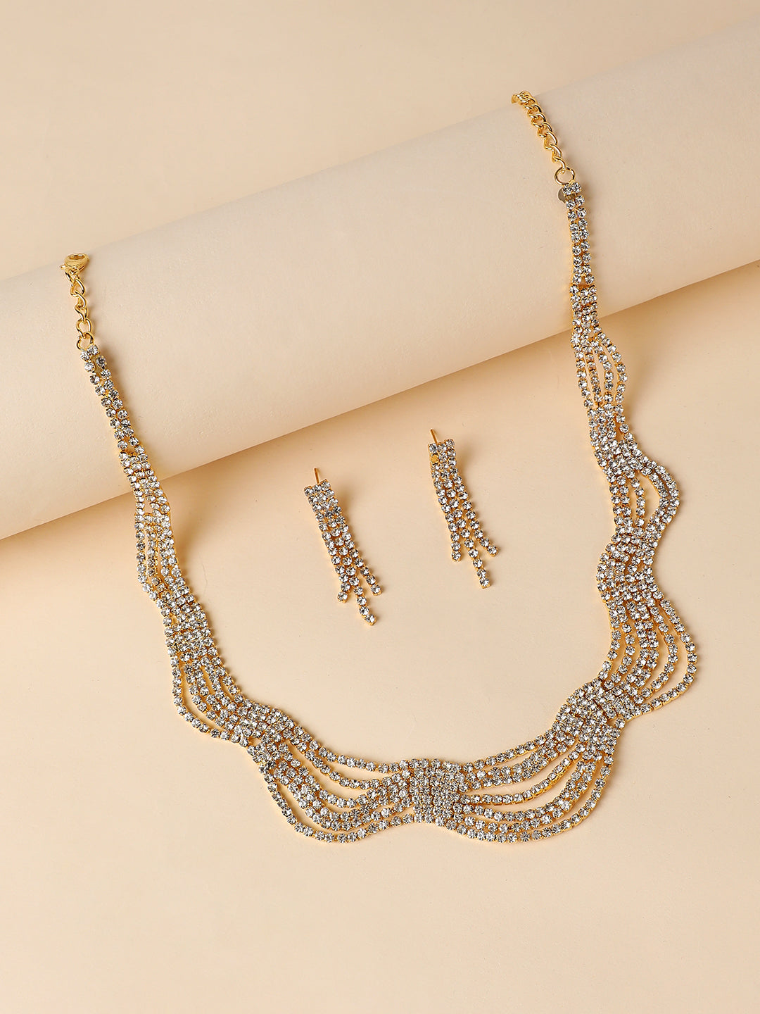 Women Silver Plated Designer Party Necklace and Earring Set