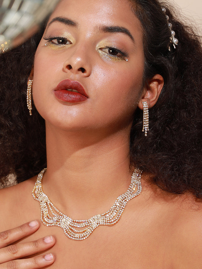 Women Silver Plated Designer Party Necklace and Earring Set