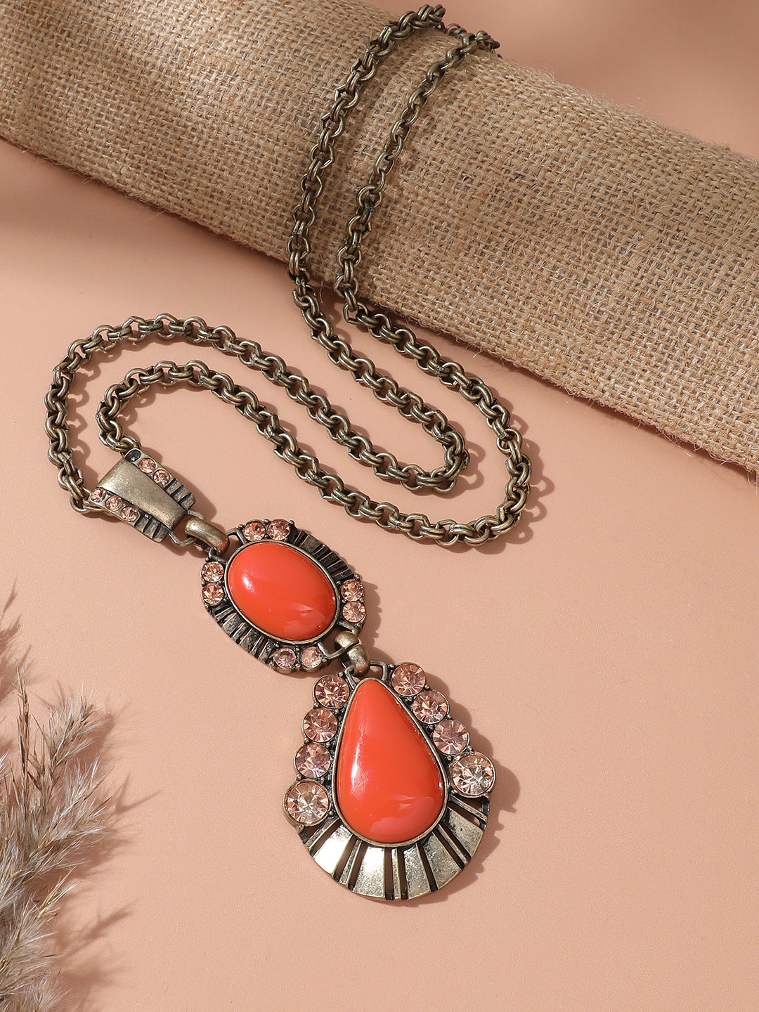 Women Multicolour designer statement stones necklace