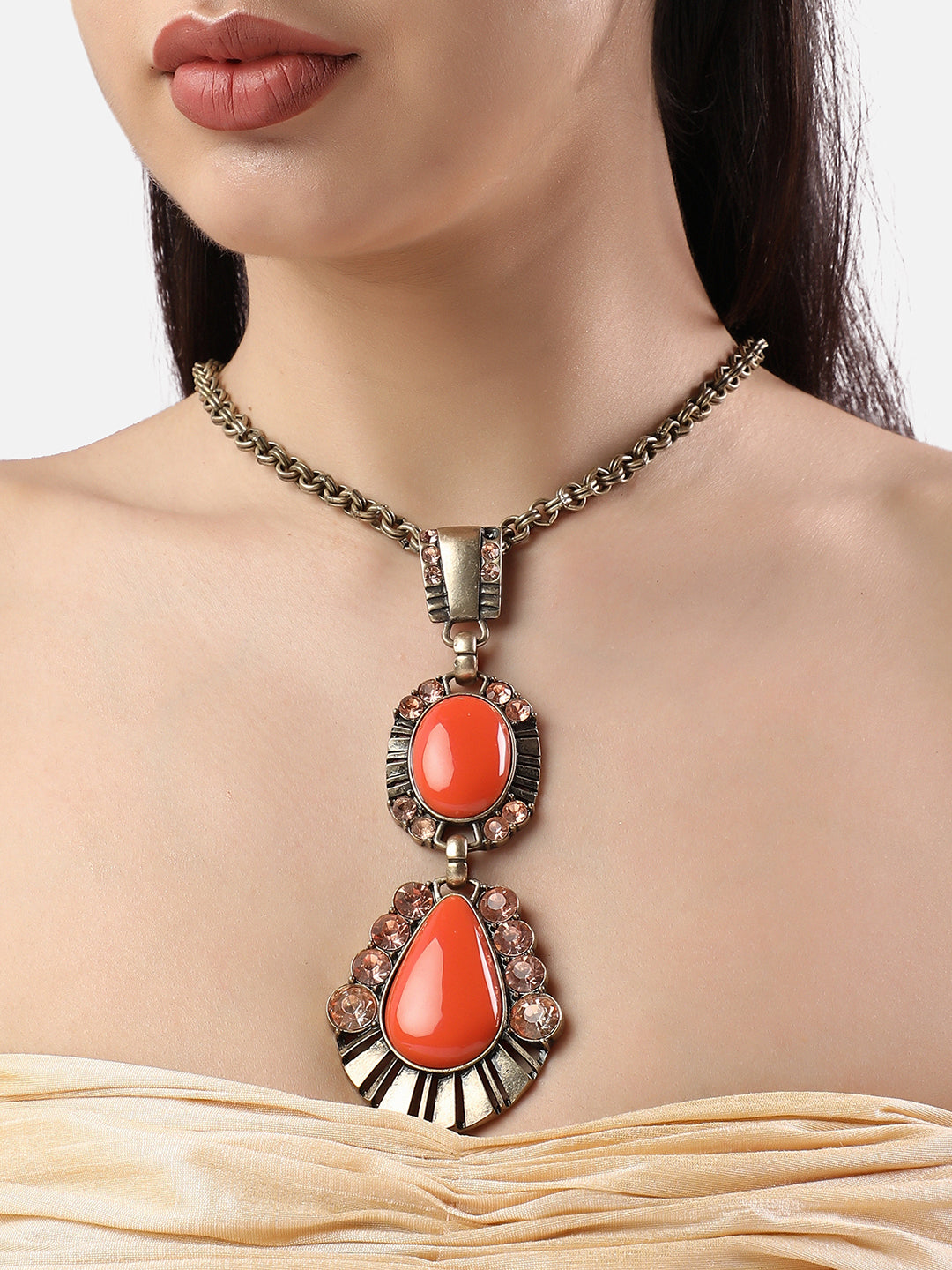Women Multicolour designer statement stones necklace