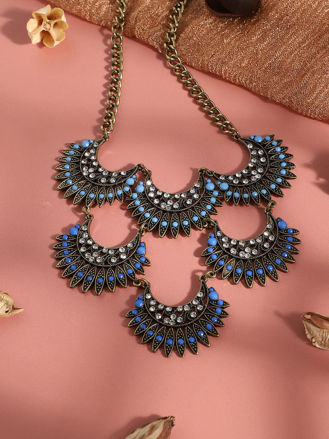 Women Blue stone antique necklace