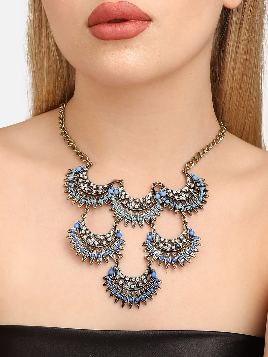 Women Blue stone antique necklace
