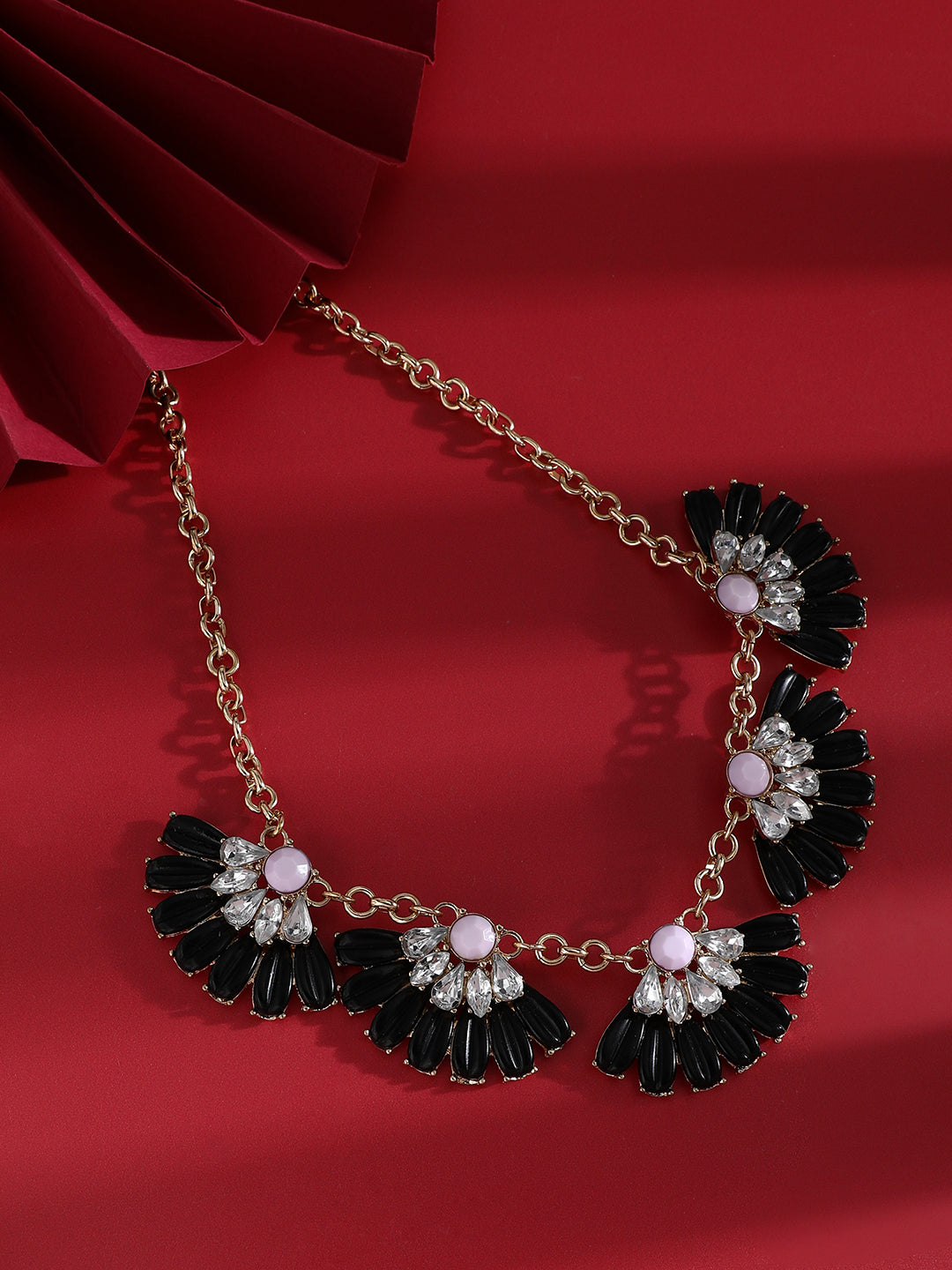 Women Black acrylic crystal choker necklace