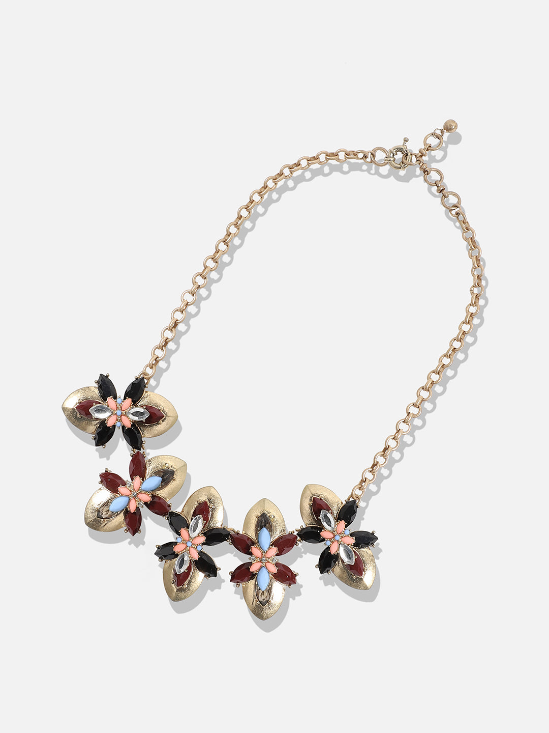 Women Gold Plated Multi-colour choker necklace