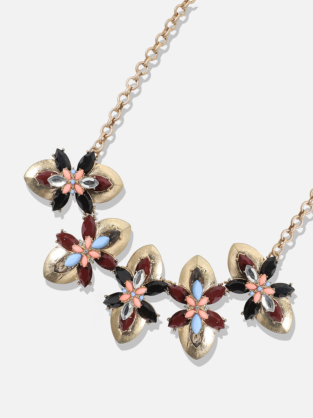 Women Gold Plated Multi-colour choker necklace