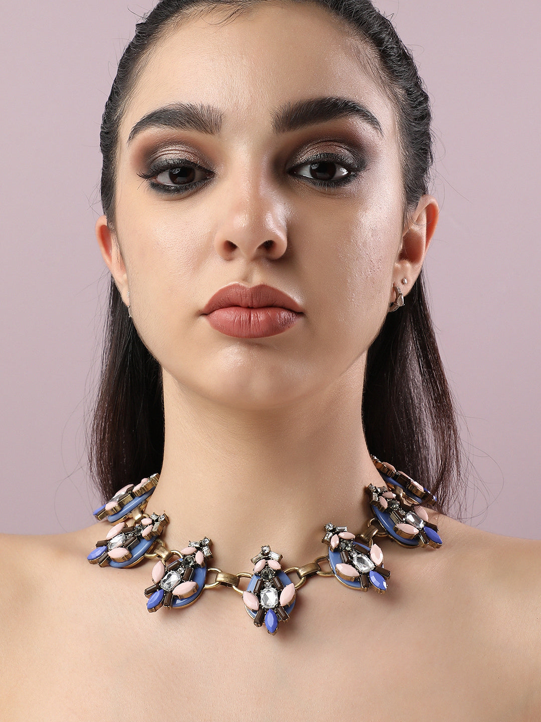 Women Blue Gold plated necklace