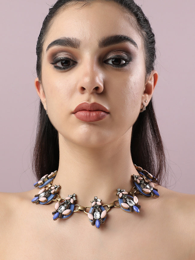 Women Blue Gold plated necklace