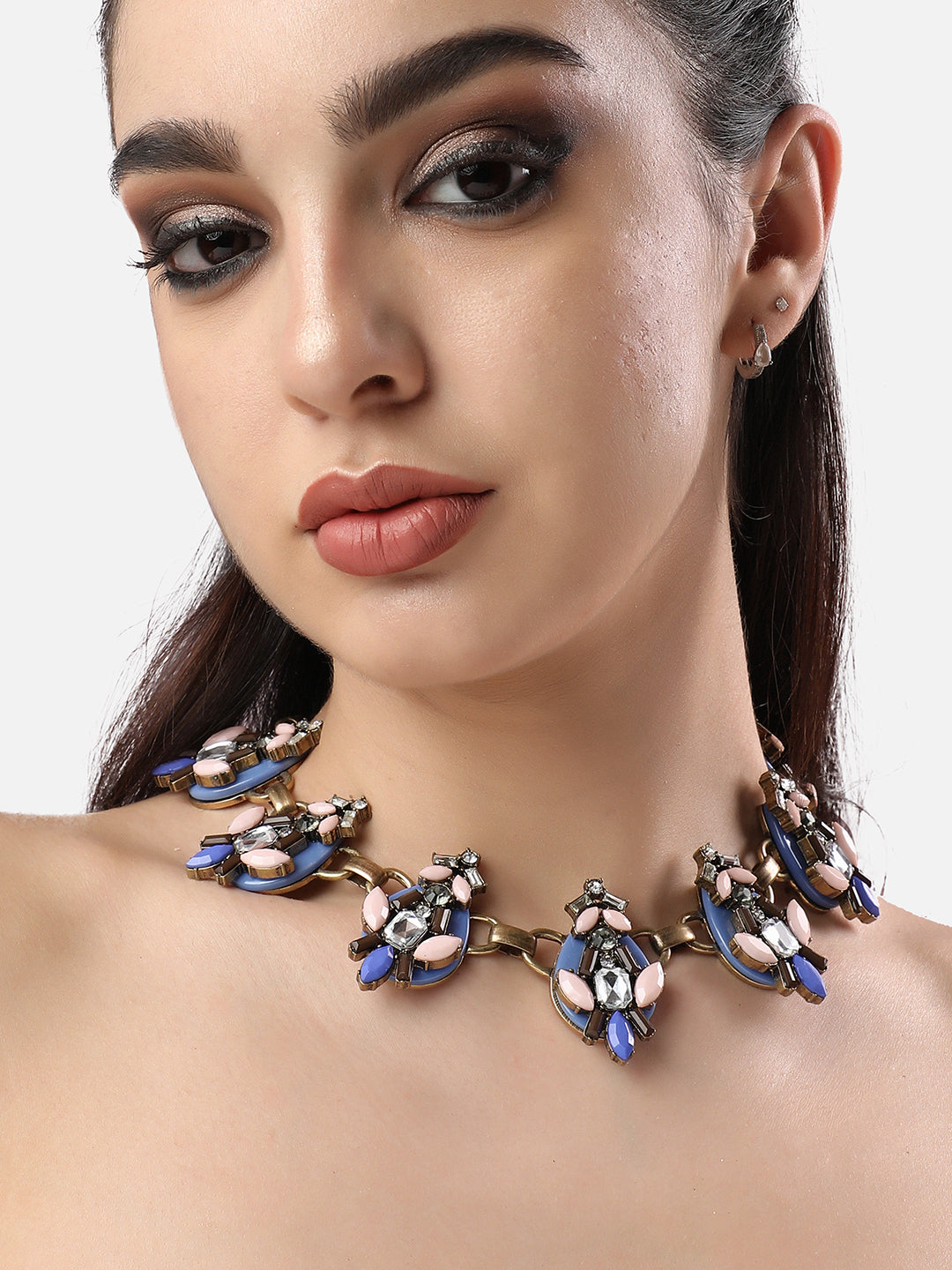 Women Blue Gold plated necklace