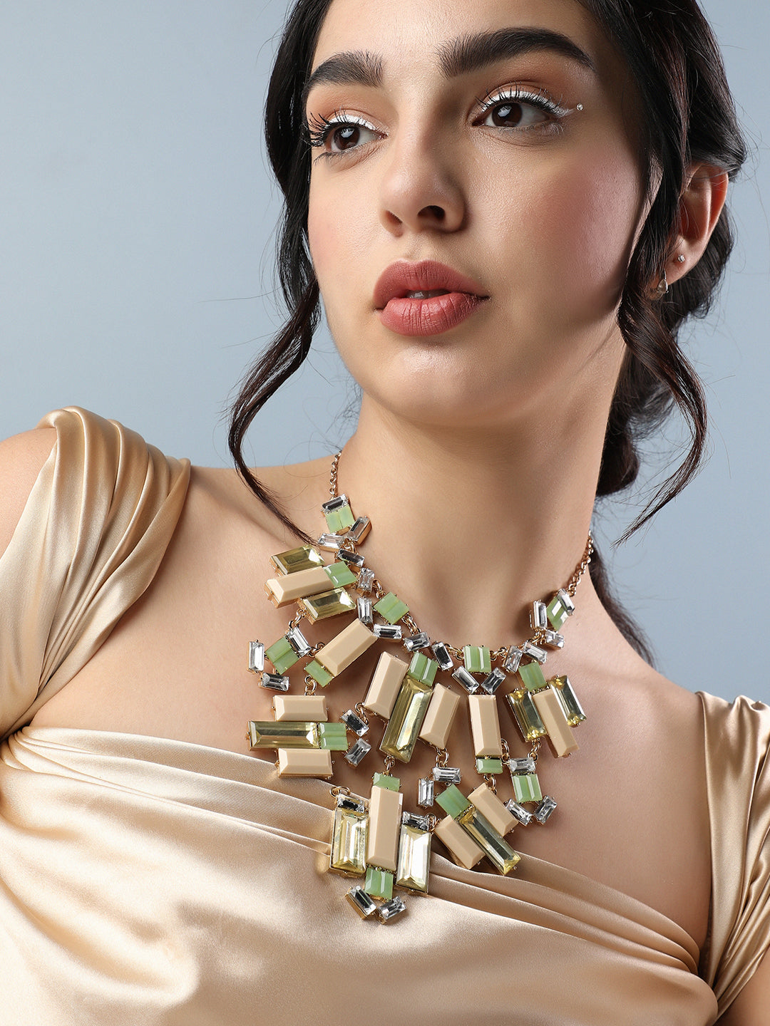 Women Pastle Stone choker statement necklace