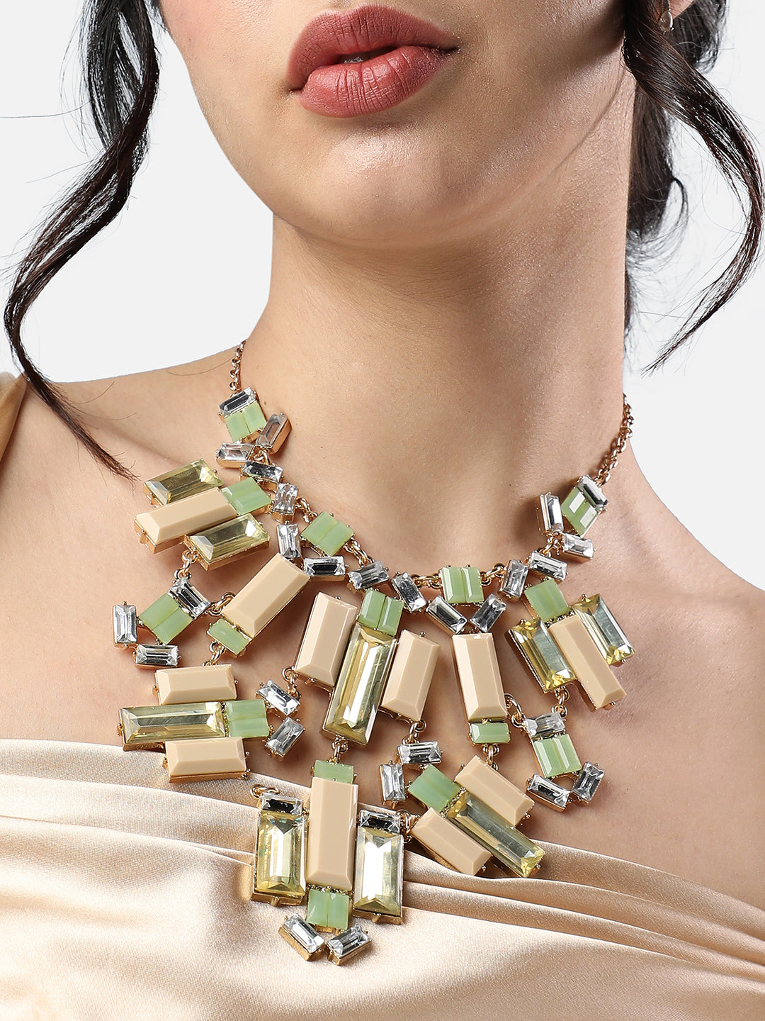 Women Pastle Stone choker statement necklace