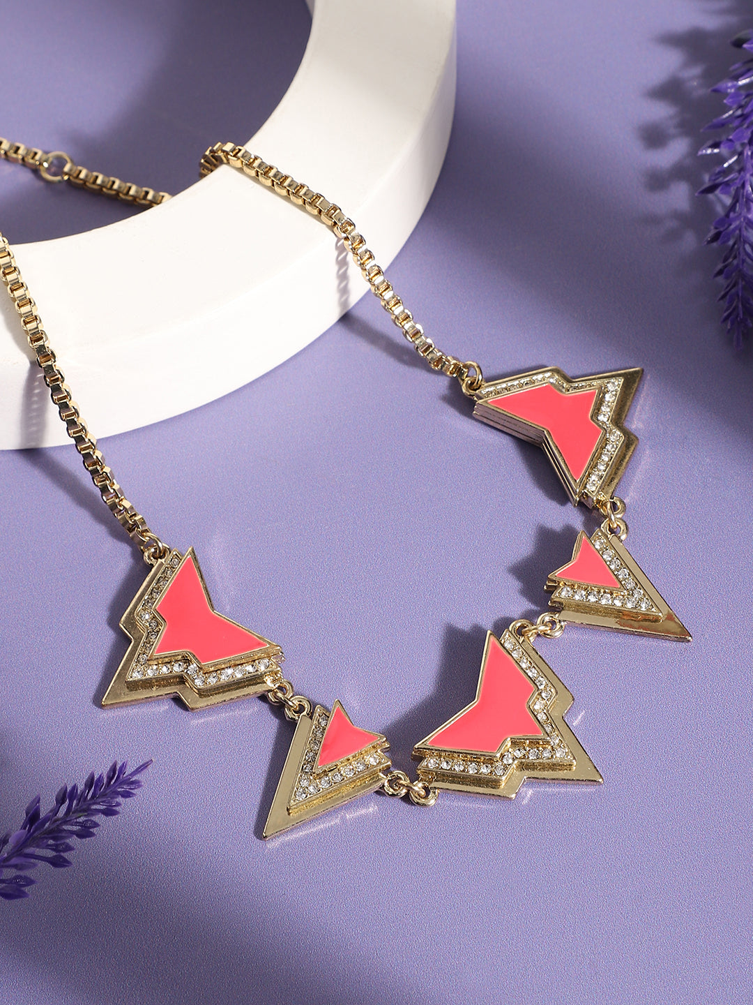 Women Pink enamelled Necklace