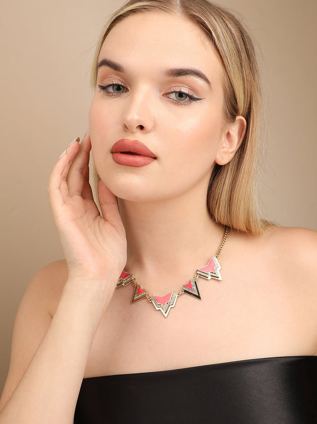 Women Pink enamelled Necklace