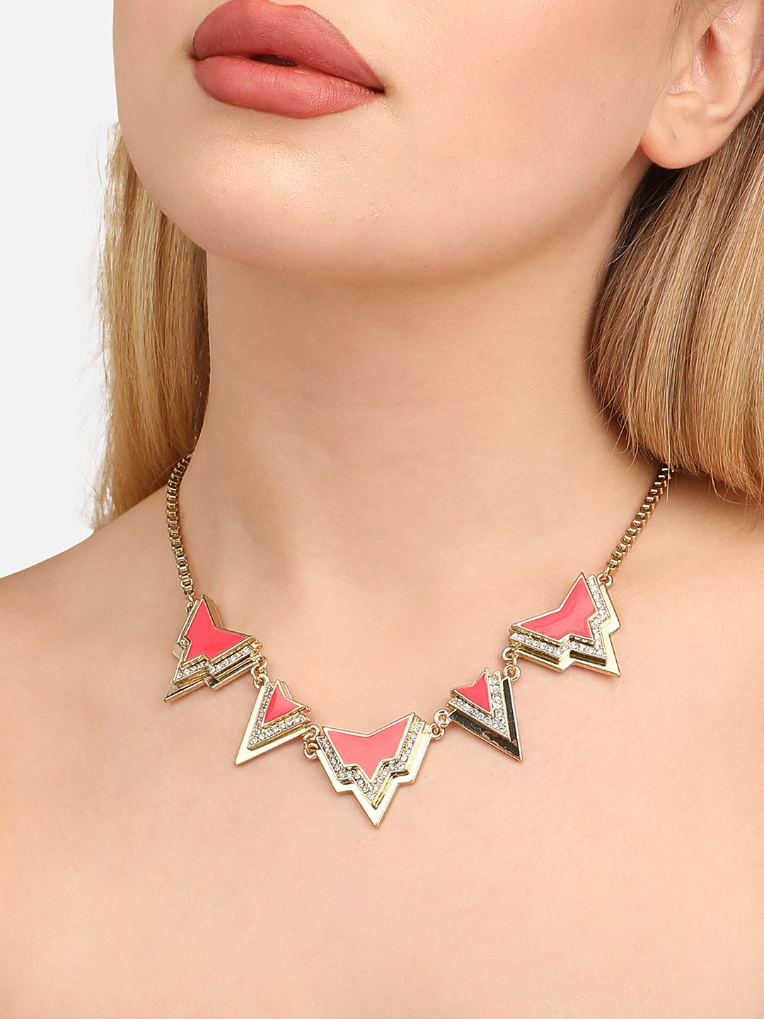 Women Pink enamelled Necklace