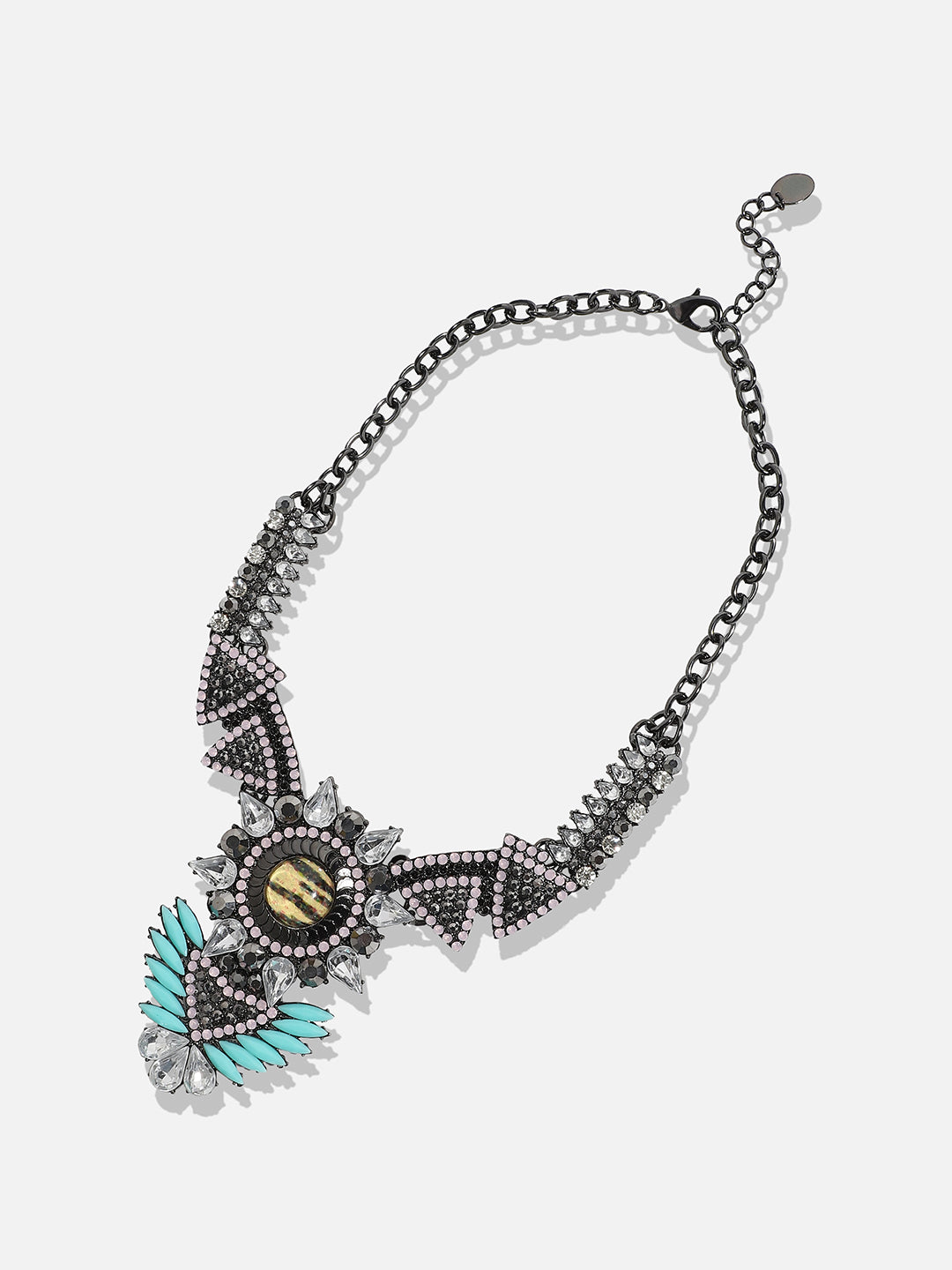 Women Blue chrome plated statement necklace