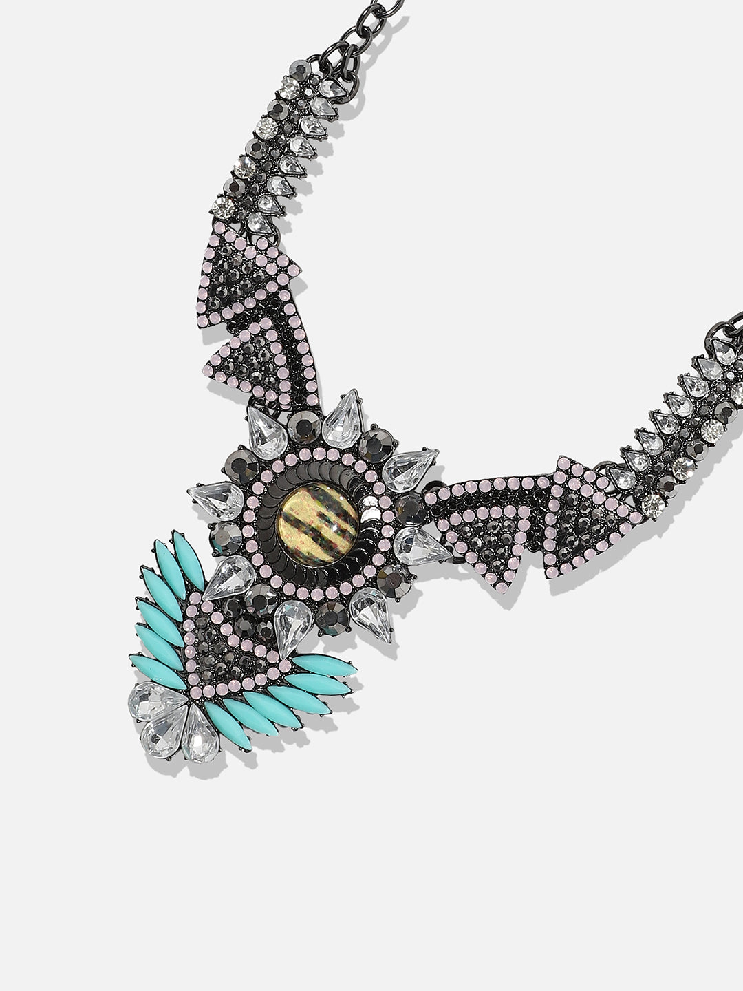 Women Blue chrome plated statement necklace
