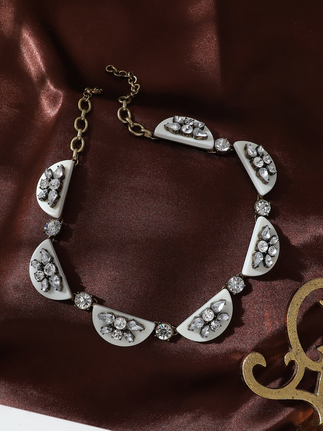 Women Off White acrylic crystal Necklace
