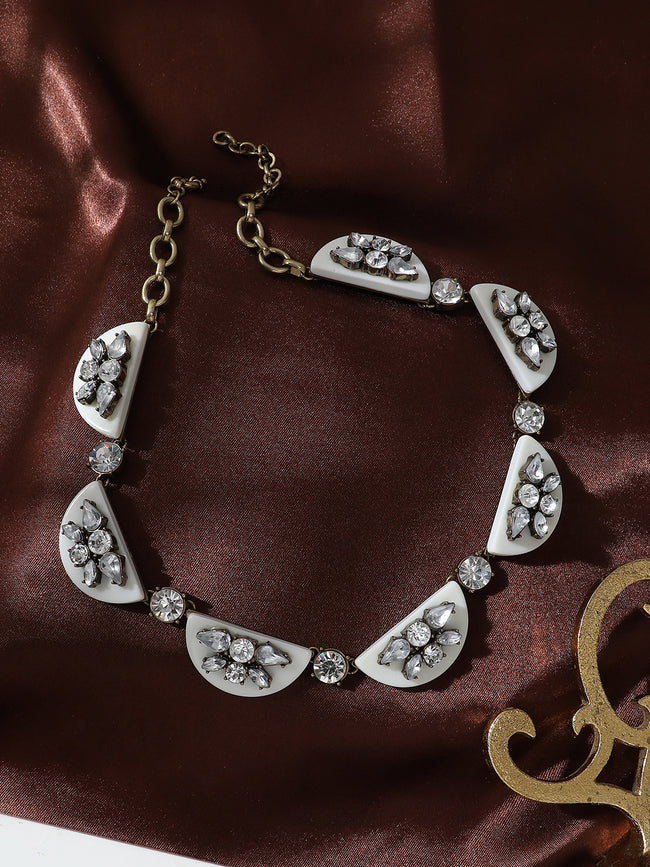 Women Off White acrylic crystal Necklace