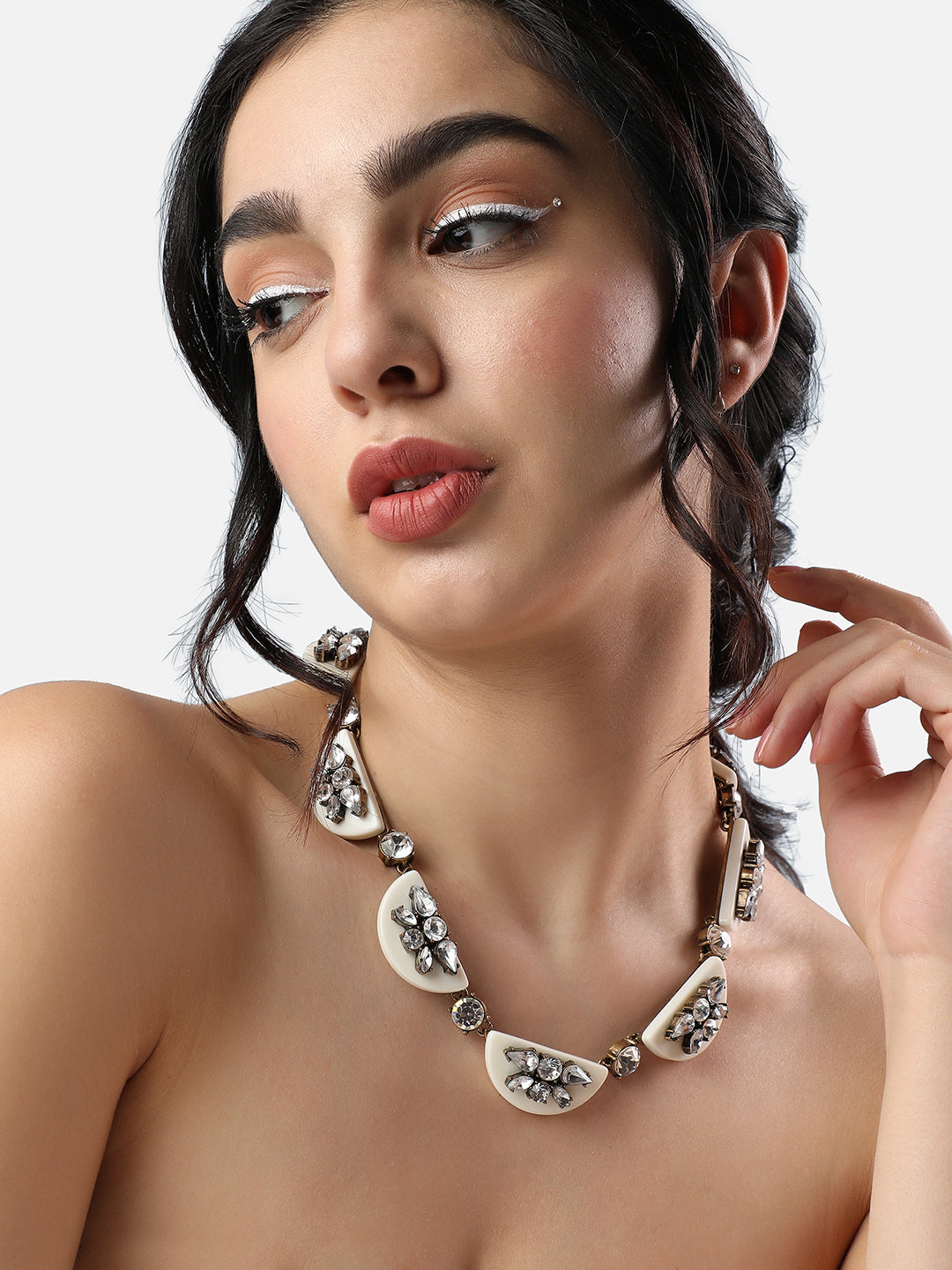 Women Off White acrylic crystal Necklace
