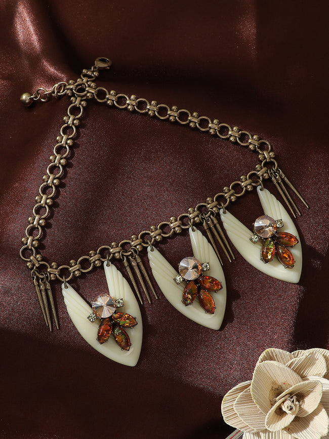 Women Cream acrylic crystal necklace