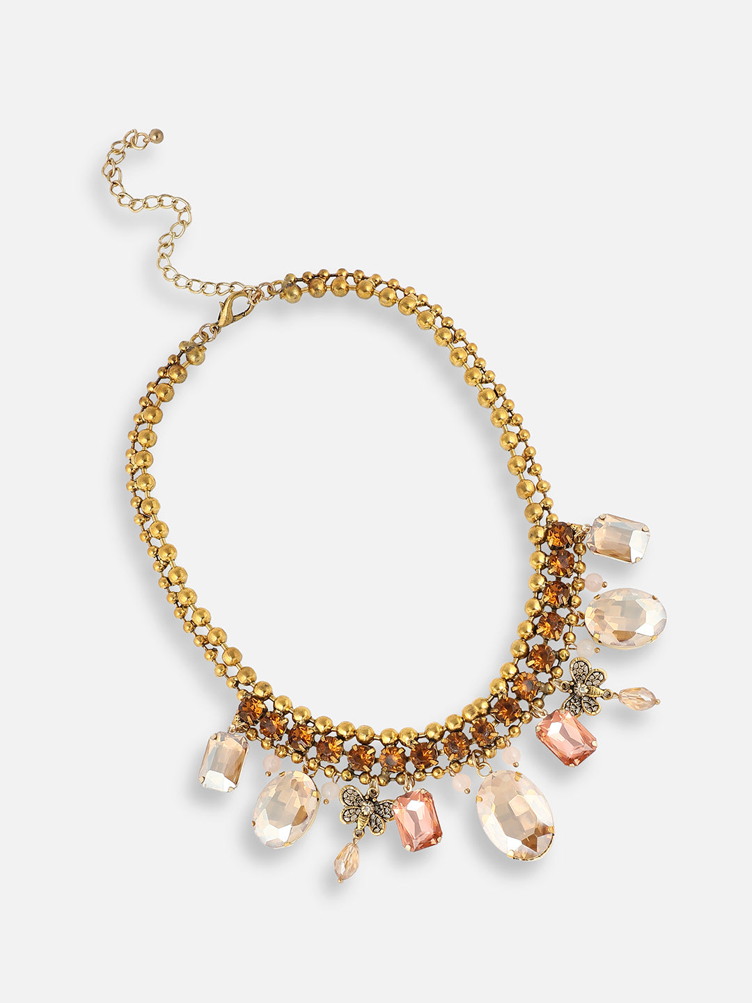 Women Gold Plated Party Designer Stone Statement Necklace