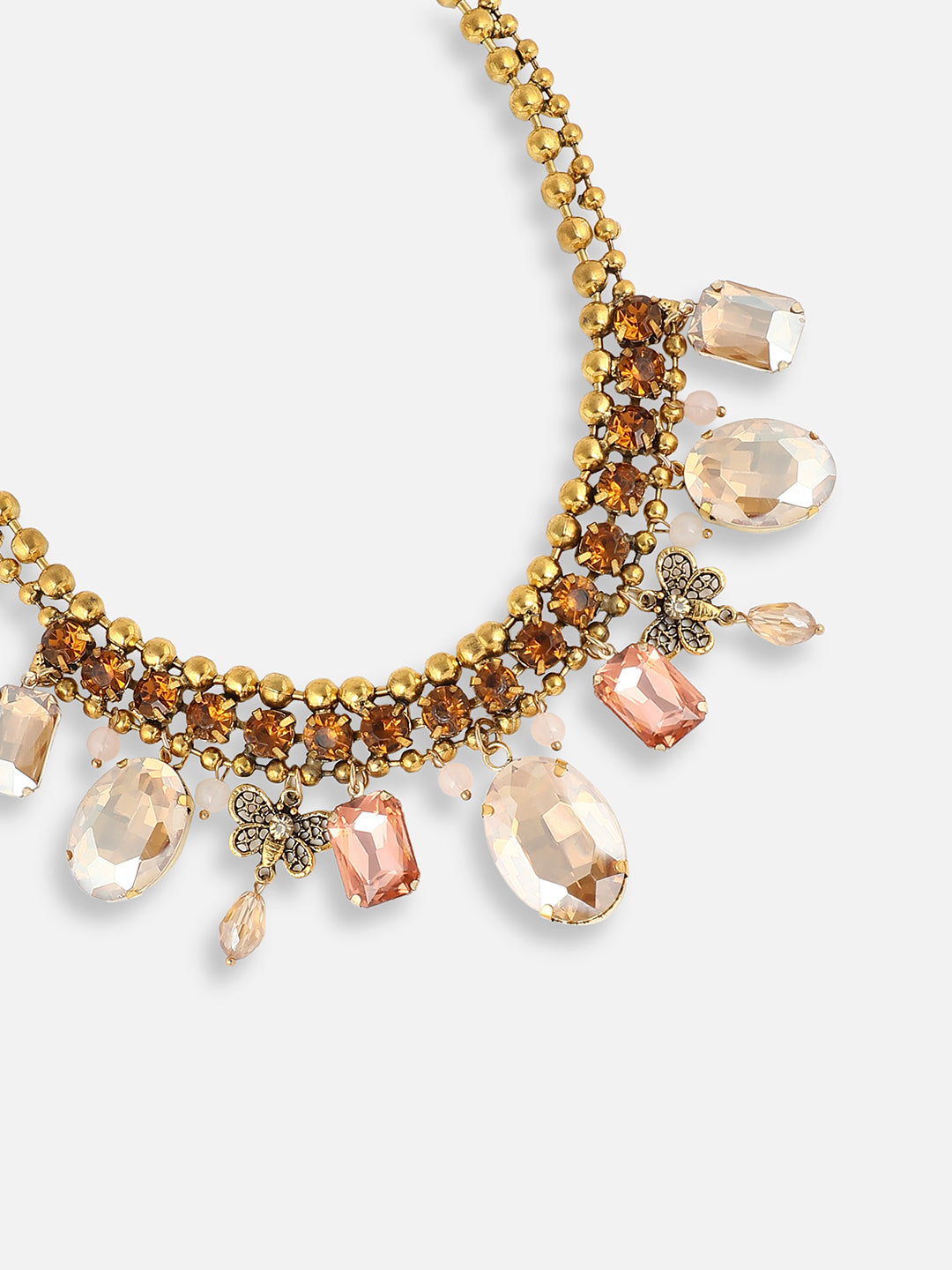 Women Gold Plated Party Designer Stone Statement Necklace