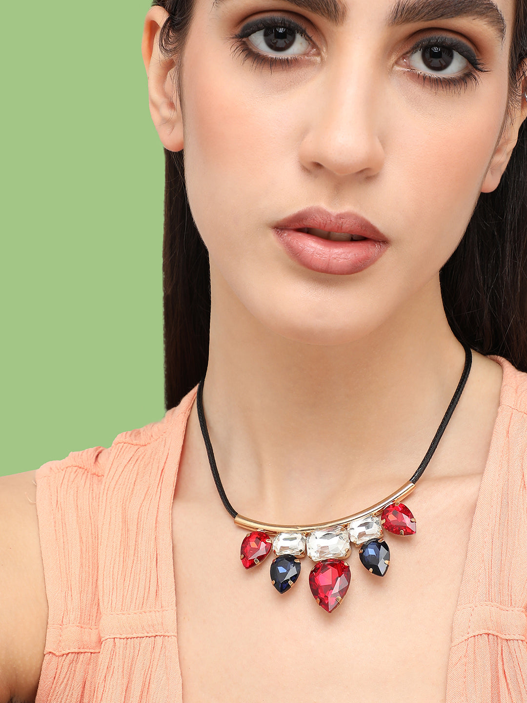 Women Silver Plated Designer Stone Casual Necklace